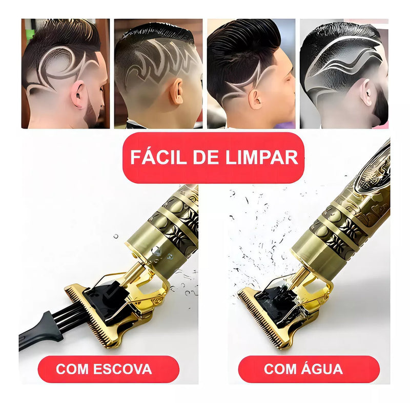 Maquina Cortar Cabelo e Barbear Sem Fio Premium afiada longa