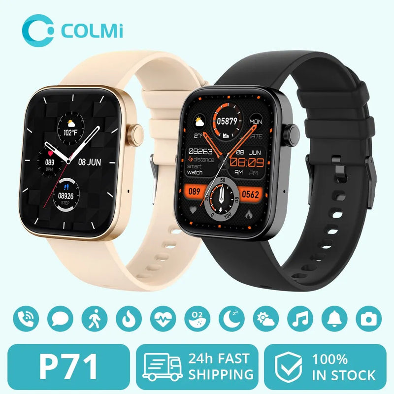 Relógio COLMI com Chamada de voz smartwatch, monitoramento de saúde, ip68 à prova dip68 água, notificações inteligentes, assistente de voz, relógio inteligente, unissex.