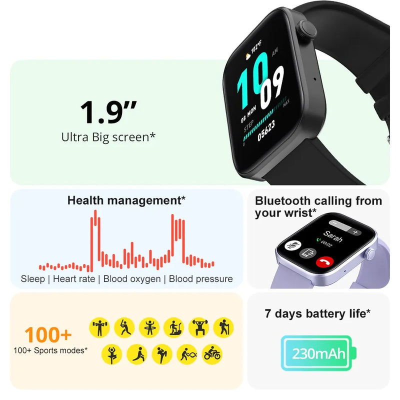 Relógio COLMI com Chamada de voz smartwatch, monitoramento de saúde, ip68 à prova dip68 água, notificações inteligentes, assistente de voz, relógio inteligente, unissex.