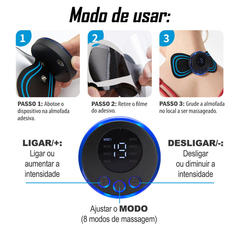 Massageador Portátil Recarregável + Capinha Bag Aquática Para Celular Prova D'água Universal Cor Preto